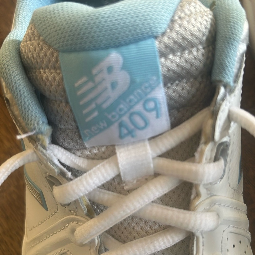 Woman’s White and Blue Sneakers - Picture 3 of 3